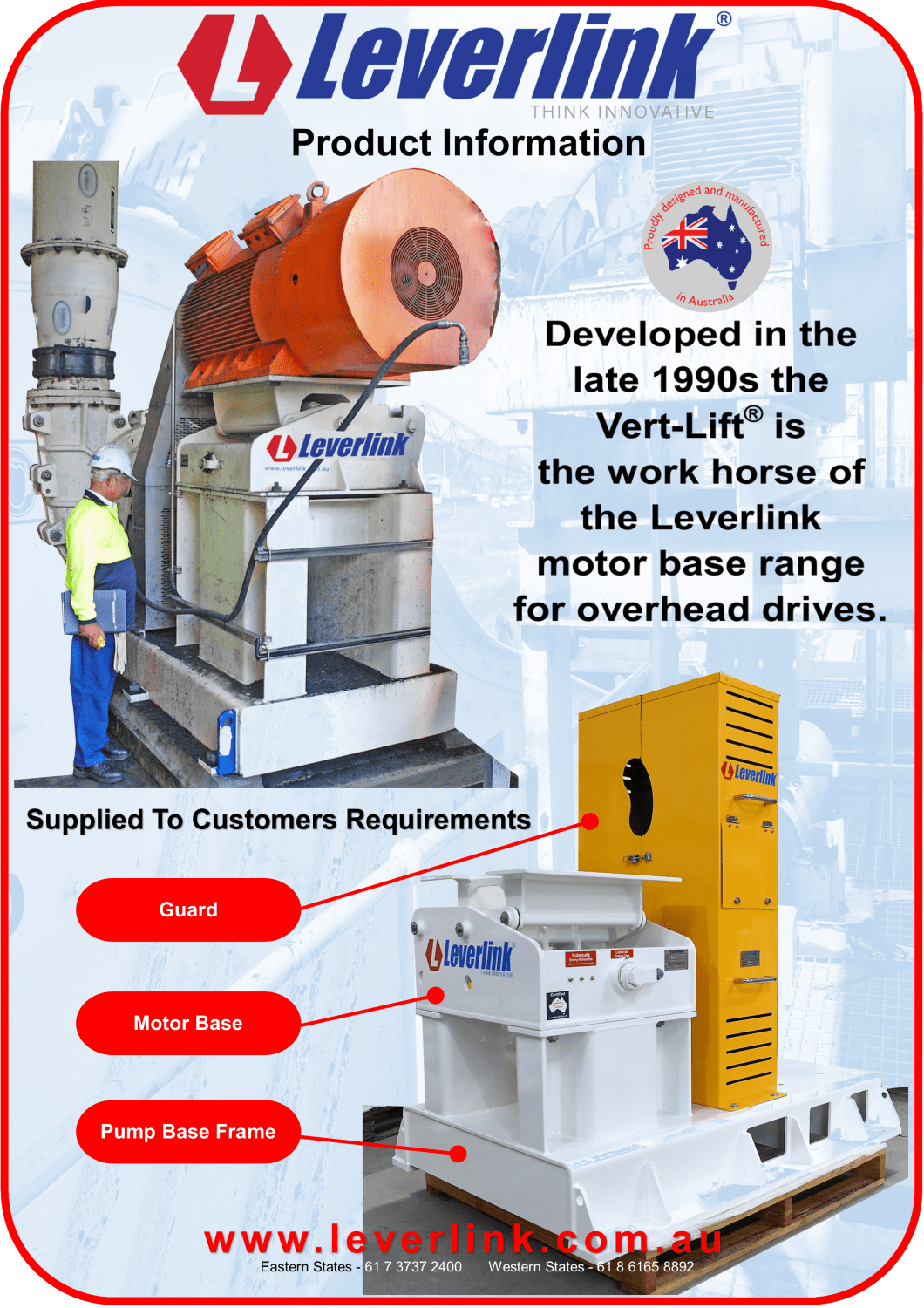 Developed in the late 1990s Verti-lift is the work horse of the Leverlink motor base range for overhead drives
